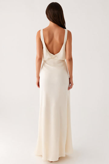 Sheath V-Neck Ivory Evening Dress With Slit